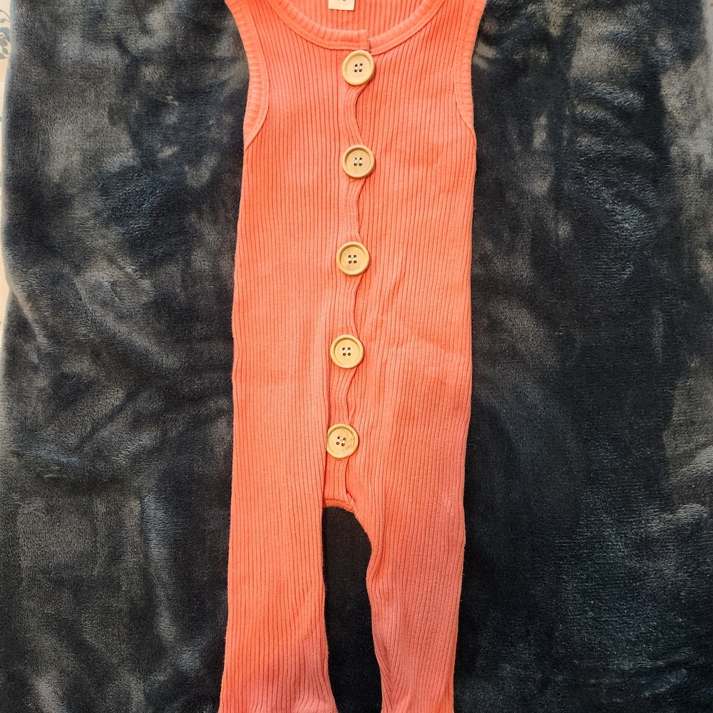 Source Unknown Coral Buttoned Kids One Piece
